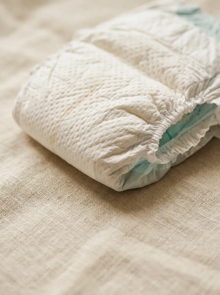 Close-up of a soft baby nappy on linen